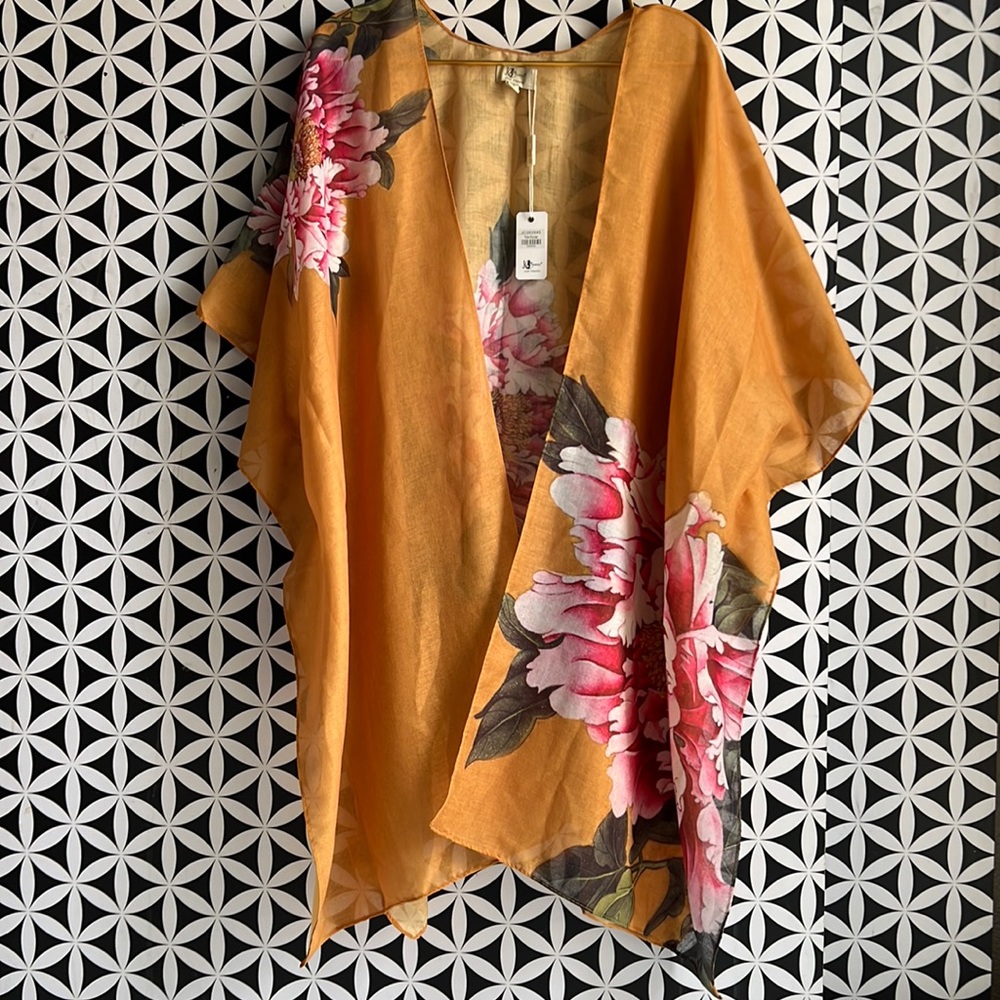 Yellow-Pink Peony Kimono